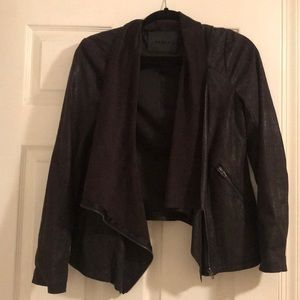 Drape Front faux leather / suede jacket